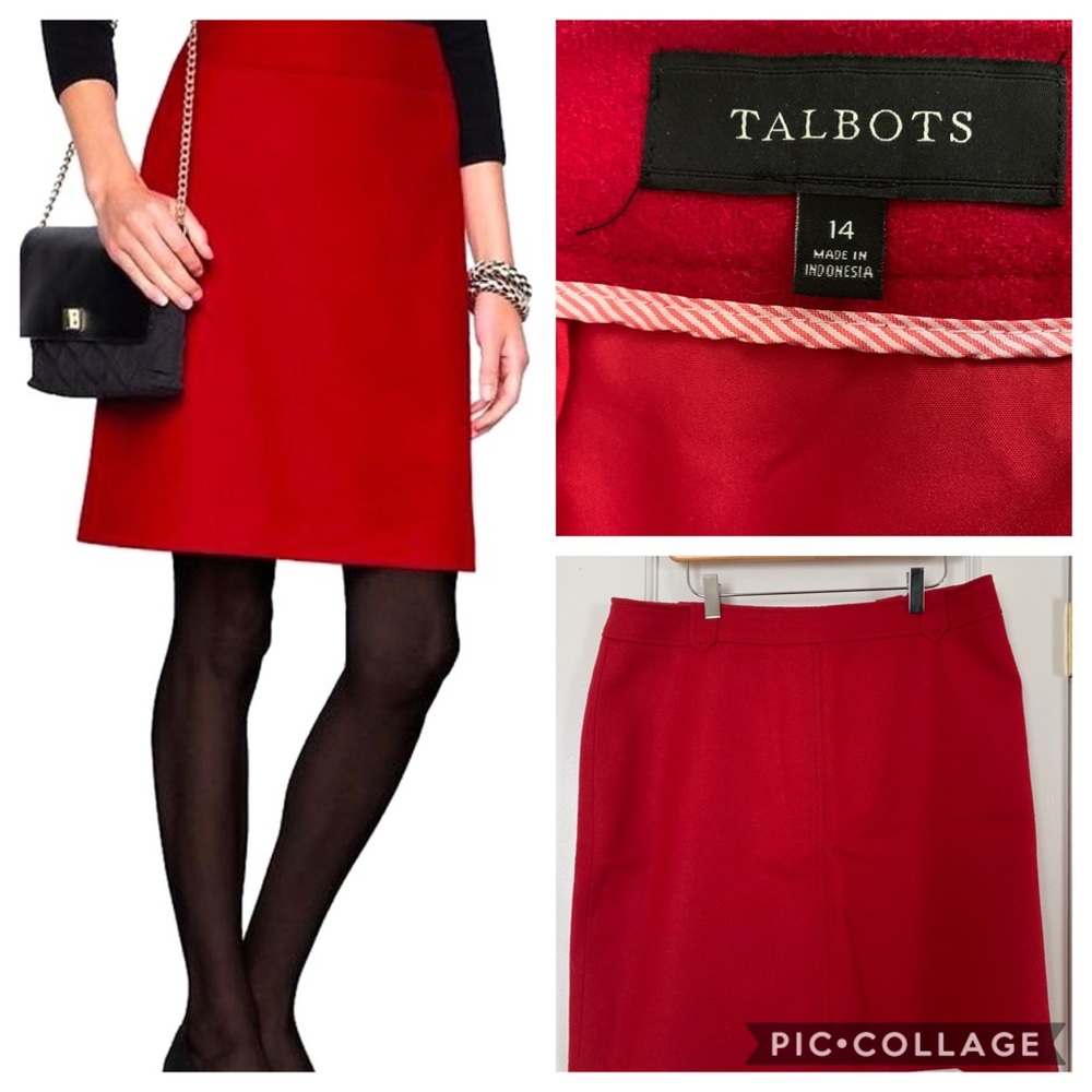 Talbots Red Wool Skirt